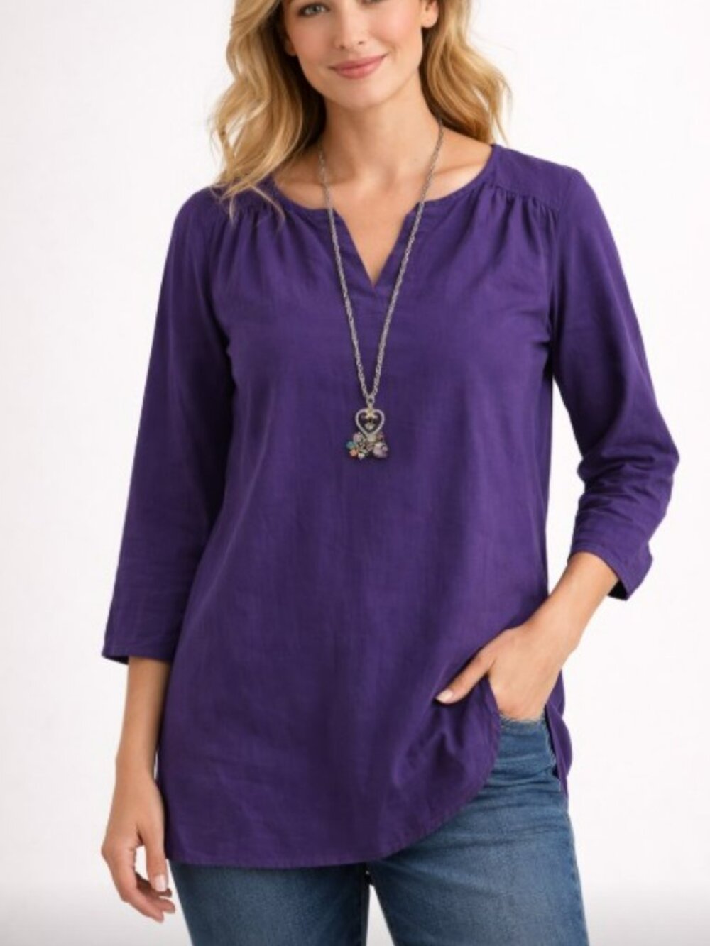 Tommy Bahama Women's Purple Silk Blouse Size XS 3/4 Sleeves Lightweight Spring